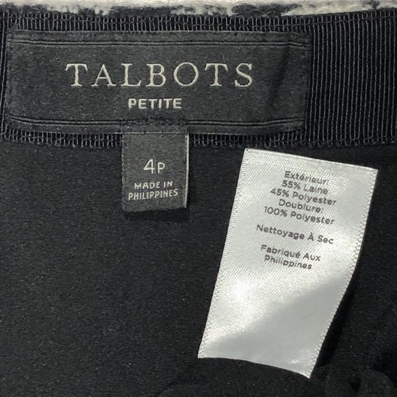 Talbots Womens Size 4P Black and White Checked Wool Blend Skirt - Picture 6 of 7